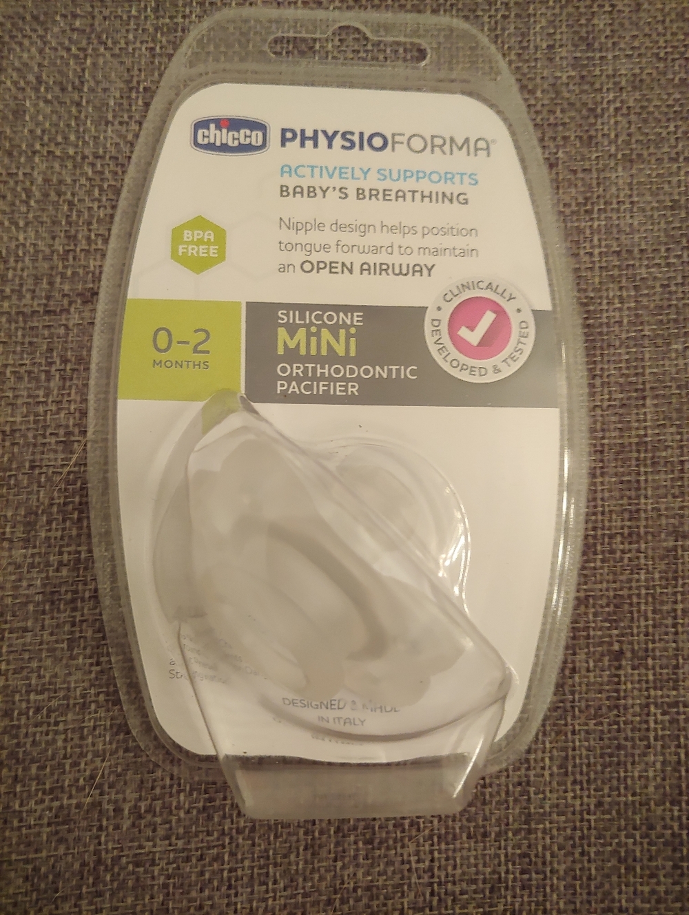 Chicco PhysioForma Silicone Mini Orthodontic Pacifier - White
